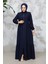 Fermuarlı Lacivert Tesettür Abaya 8133L 1