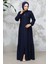 Fermuarlı Lacivert Tesettür Abaya 8133L 2