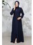 Fermuarlı Lacivert Tesettür Abaya 8133L 3