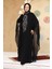 Panço Detaylı Siyah Tesettür Abaya 25914S 2