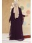 Panço Detaylı Koyu Mor Tesettür Abaya 25914KMOR 4