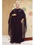 Panço Detaylı Mürdüm Tesettür Abaya 25908MU 1
