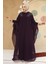 Panço Detaylı Mürdüm Tesettür Abaya 25908MU 2