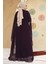 Panço Detaylı Mürdüm Tesettür Abaya 25908MU 4