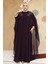 Panço Detaylı Mürdüm Tesettür Abaya 25908MU 3