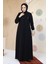 Fermuarlı Siyah Tesettür Abaya 61363S 1