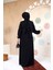 Fermuarlı Siyah Tesettür Abaya 61363S 2