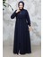 Fermuarlı Lacivert Tesettür Abaya 81291L 1