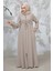 Fermuarlı Bej Tesettür Abaya 81291BEJ 2