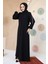 Fermuarlı Siyah Tesettür Abaya 61364S 1