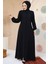 Fermuarlı Siyah Tesettür Abaya 61364S 2