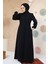 Fermuarlı Siyah Tesettür Abaya 61364S 3