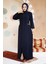 Fermuarlı Lacivert Tesettür Abaya 8104L 2