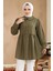 Bebe Yaka Haki Tesettür Tunik 40691HK 2