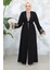 Nakış Desenli Siyah Tesettür Abaya Takım 29128S 1