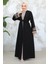 Nakış Desenli Siyah Tesettür Abaya Takım 29128S 3