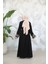 Nakış Desenli Siyah Tesettür Abaya Takım 29128S 4