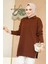 Fitilli Kahverengi Tesettür Triko Tunik 65903KH 1