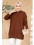 Fitilli Kahverengi Tesettür Triko Tunik 65903KH 2