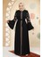 Desenli Siyah Tesettür Abaya 90311S 1