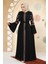 Desenli Siyah Tesettür Abaya 90311S 2
