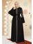 Desenli Siyah Tesettür Abaya 90311S 3