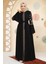 Desenli Siyah Tesettür Abaya 90311S 4
