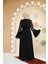 Desenli Siyah Tesettür Abaya 90311S 5