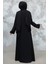 Desenli Şeritli Siyah Tesettür Abaya 18004S 4