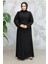 Boncuk Işlemeli Siyah Tesettür Abaya 29117S 2