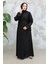 Boncuk Işlemeli Siyah Tesettür Abaya 29117S 3
