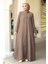 Boncuk Detaylı Vizon Tesettür Abaya 26331V 1