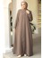 Boncuk Detaylı Vizon Tesettür Abaya 26331V 2