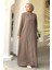 Boncuk Detaylı Vizon Tesettür Abaya 26331V 3