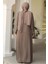Boncuk Detaylı Vizon Tesettür Abaya 26331V 4