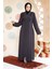 Boncuk Işlemeli Füme Tesettür Abaya 29107FU 2