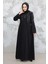 Desenli Siyah Tesettür Abaya 15079S 1