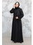 Desenli Siyah Tesettür Abaya 15079S 2