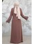 Nakış Desenli Gül Kurusu Tesettür Abaya 98221GK 5