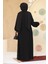 Fermuarlı Siyah Tesettür Abaya 45295S 4