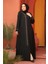 Boncuk Detaylı Siyah Tesettür Abaya 26331S 1