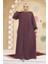 Fermuarlı Gül Kurusu Tesettür Abaya 45295GK 3