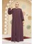Fermuarlı Gül Kurusu Tesettür Abaya 45295GK 4