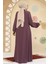 Fermuarlı Gül Kurusu Tesettür Abaya 45295GK 5