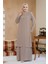 Boncuk Işlemeli Bej Tesettür Abaya 29120BEJ 3