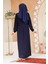 Pile Detaylı Lacivert Tesettür Ferace 45289L 4