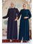 Düğmeli Füme Tesettür Abaya 45283FU 4