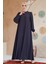 Düğmeli Füme Tesettür Abaya 45283FU 5