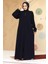 Pile Detaylı Lacivert Tesettür Abaya 45296L 1