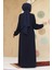 Pile Detaylı Lacivert Tesettür Abaya 45296L 2